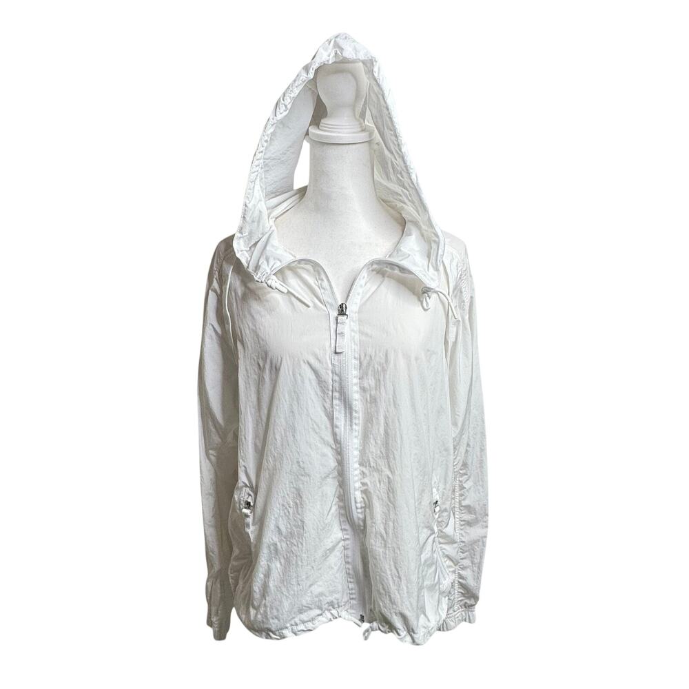 Athleta White Lightweight Hooded Windbreaker Relaxed Small